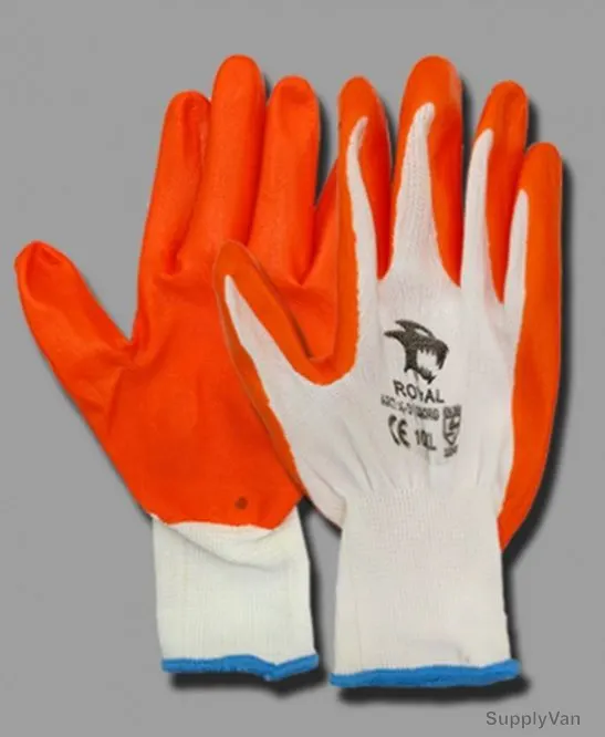 Royal Nylon/Splander Liner Nitrile Coated Safety Gloves, N3102, XL, Orange