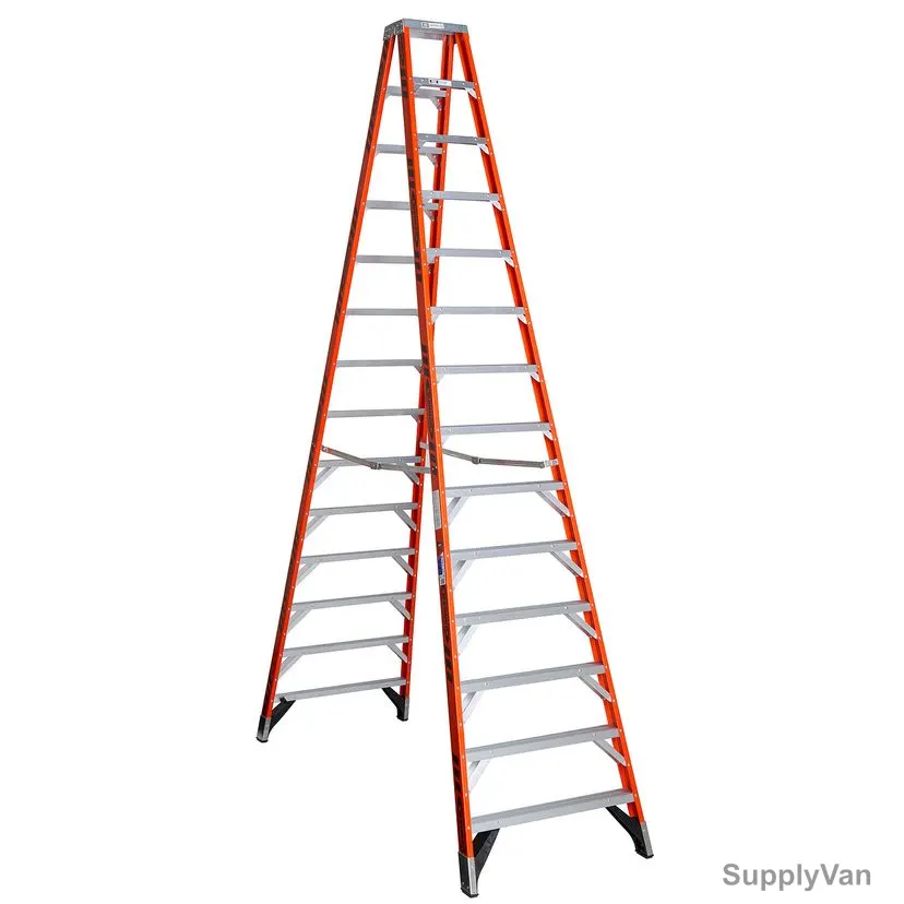 Werner Double Sided Step Ladder, T7414, Fiberglass, 14 Feet Height, 170 Kg Weight Capacity — image 1