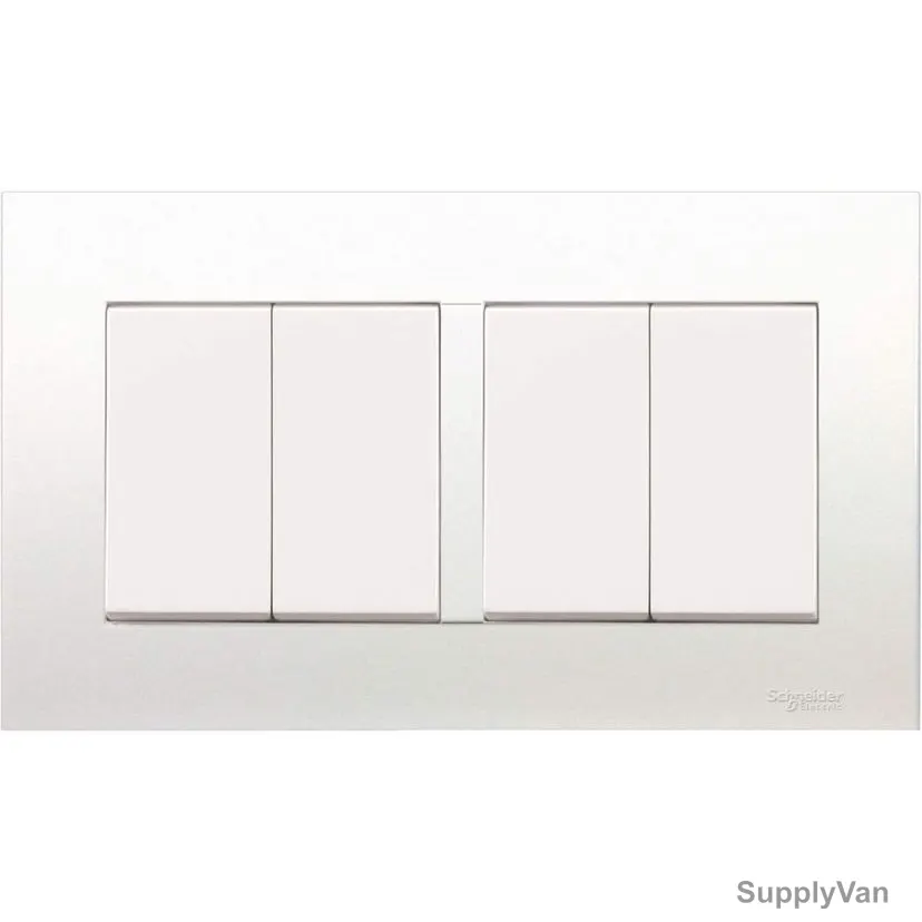 Schneider Electric 2 Way Electrical Switch, KB34, Vivace, 4 Gang, 10A, 250VAC, White