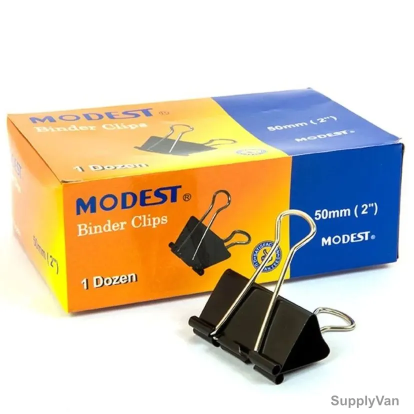 Modest Binder Clip, 50MM, Black, 12 Pcs/Pack