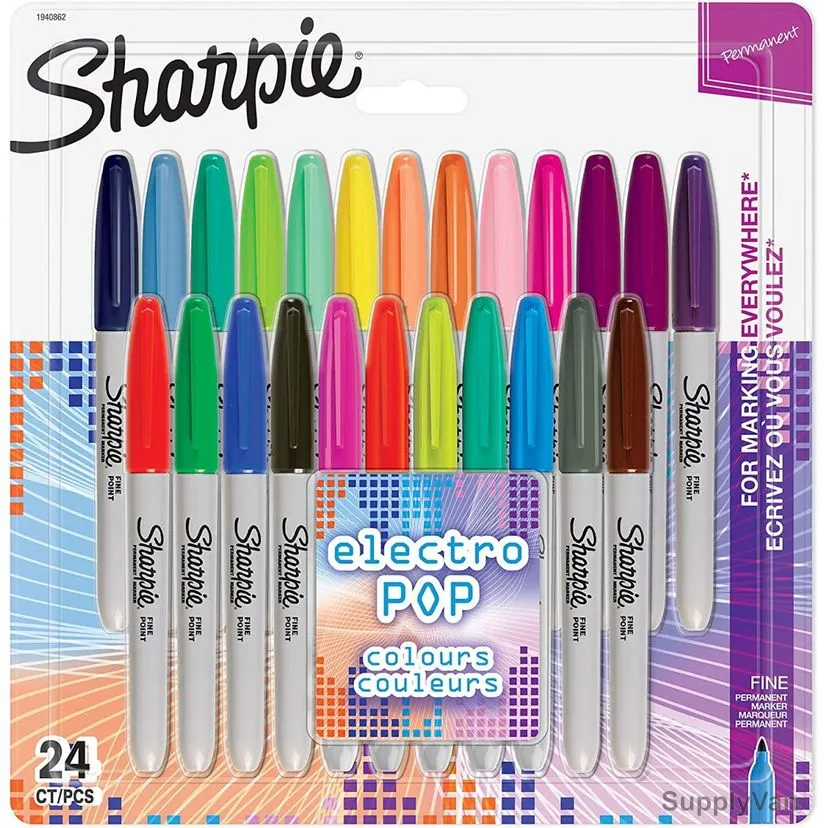 Sharpie Electro Pop Permanent Marker, SP-1940862, 0.9MM Tip Size, Assorted Colors, 24 Pcs/Set — image 1