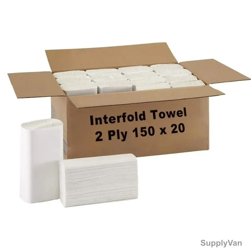 Swish Super Interfold Hand Towel Tissue, 2 Ply, 150 Sheets, 20 Packs/Carton — image 1