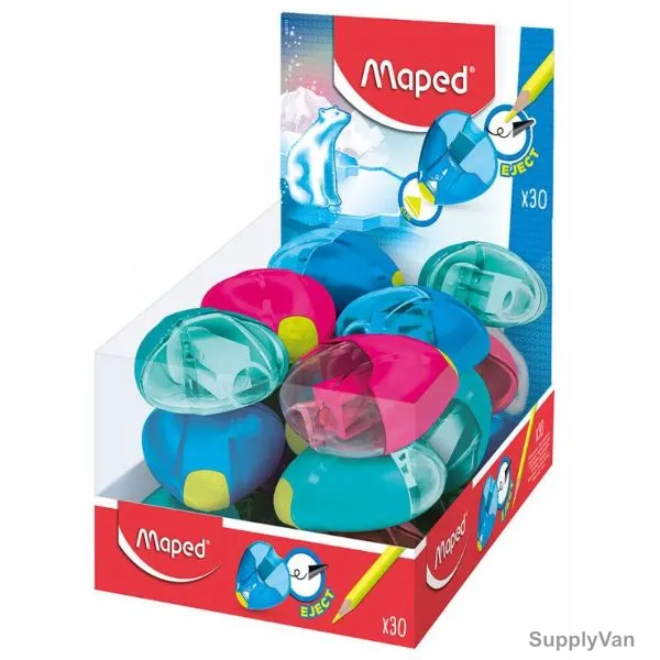 Maped Igloo Eject Pencil Sharpener, MD-032711, 1 Hole, Assorted Colors, 30 Pcs/Set