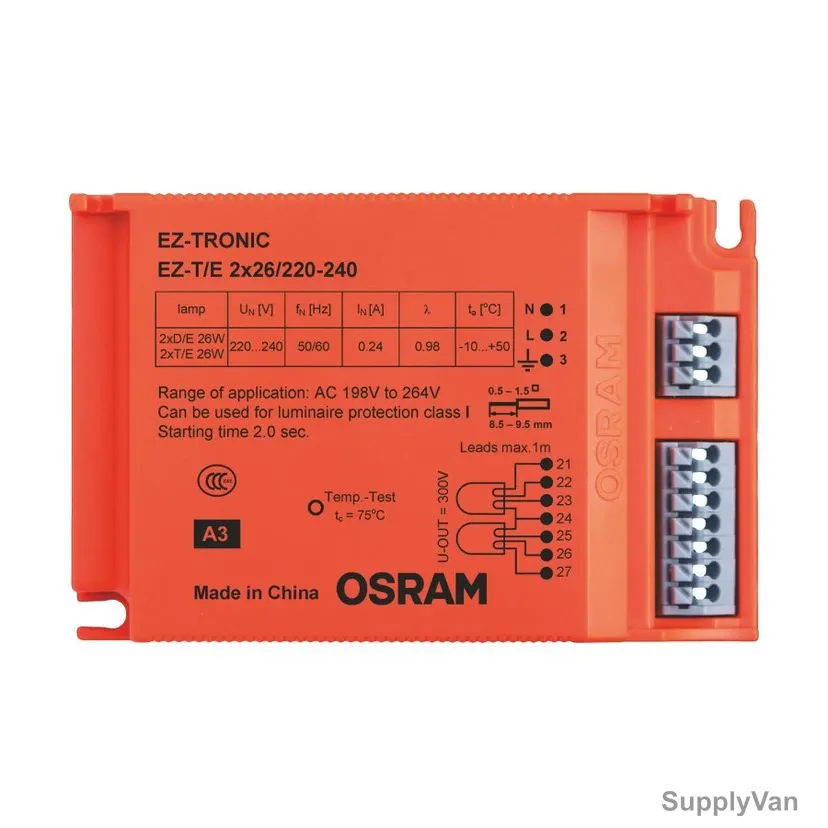 Osram Electronic Ballast, EZ-T-E-2X26, 52W, IP20, 4 Pin — image 1