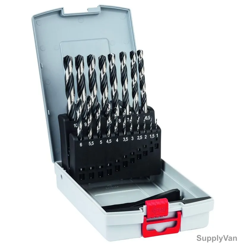 Bosch HSS Twist Drill Bit Set, 2608577351, PointTeQ, 1-10MM, 19 Pcs/Set — image 1