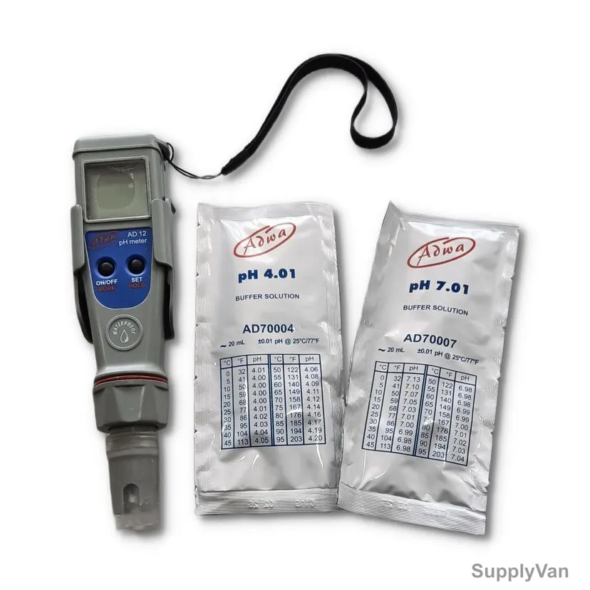 Adwa Waterproof pH-Temp Pocket Tester With Replaceable Electrode, AD12, -2.00 to 16.00 pH, -5 to 60 Deg.C