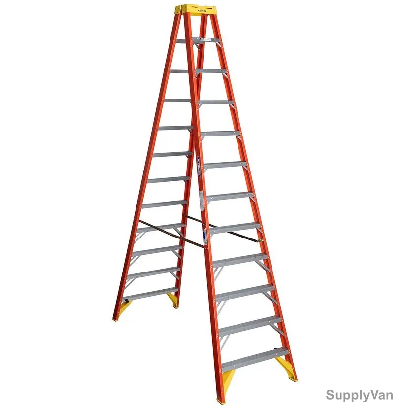 Werner Double Sided Step Ladder, T6212, Fiberglass, 12 Feet Height, 136 Kg Weight Capacity — image 1