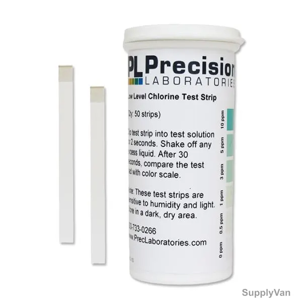 Precision Chlorine Test Strip, CHL-10, 10ppm, 64 x 5MM, PK50