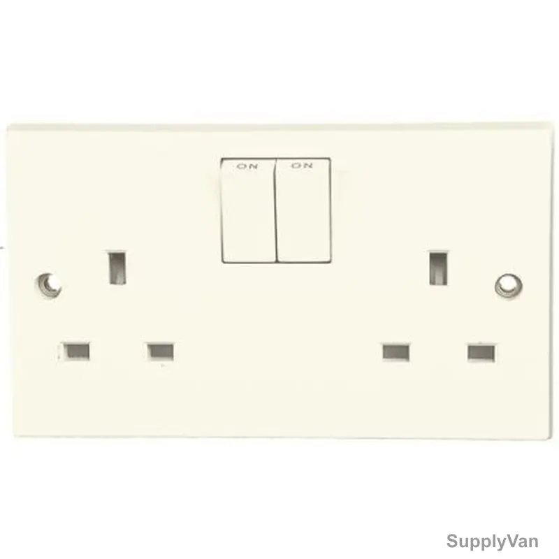 Volex Switched Socket, VX1500, 13A, 2 Gang, Plastic — image 1