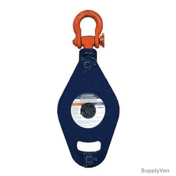 Crosby Painted Tower Hoist Block With Shackle, 2021154, M-491, 14 Inch Sheave Dia, 12 Tons Loading Capacity