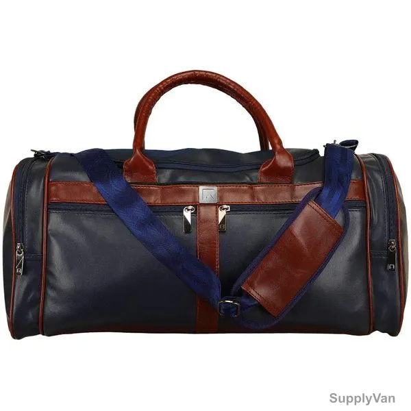Mounthood Duffle Tote Bag, PU Leather, 33 Ltrs, Black/Brown — image 1