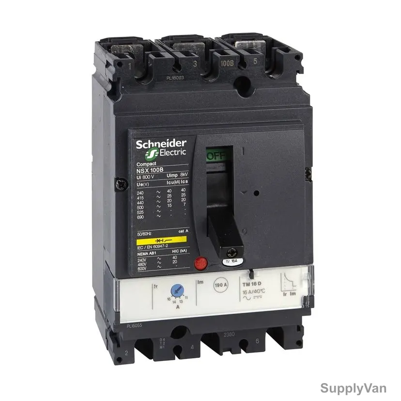 Schneider Molded Case Circuit Breaker, LV429550, ComPact, 415VAC, 3 Pole, 100A