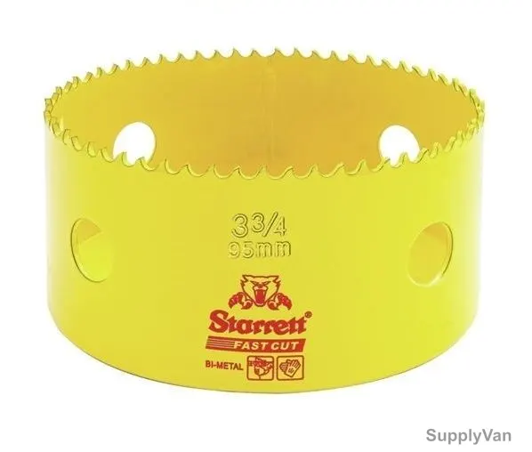 Starrett Hole Saw, FCH0334, High Speed Steel, 95MM, 5.5 TPI, Yellow