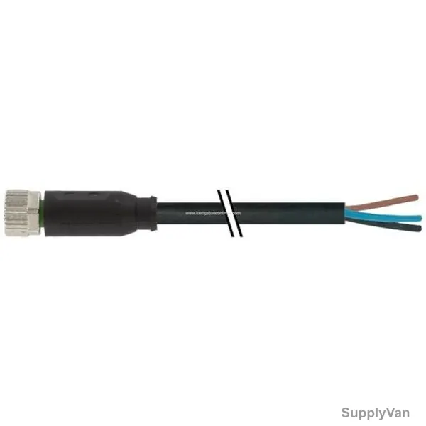 Murrelektronik M8 Female Connector With PVC Cable, 7000-08041-6100300, 0.25 SQ.MM x 3 Mtrs Length, Black
