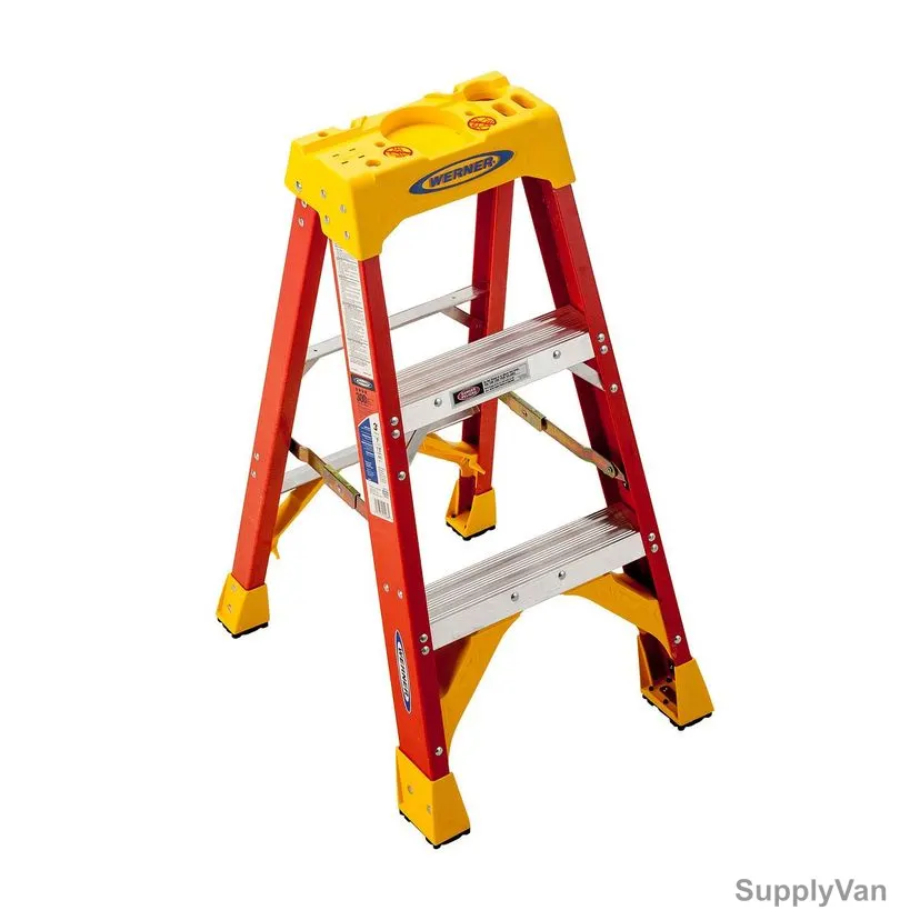 Werner Single Sided Step Ladder, 6203, Fiberglass, 3 Feet Height, 136 Kg Weight Capacity