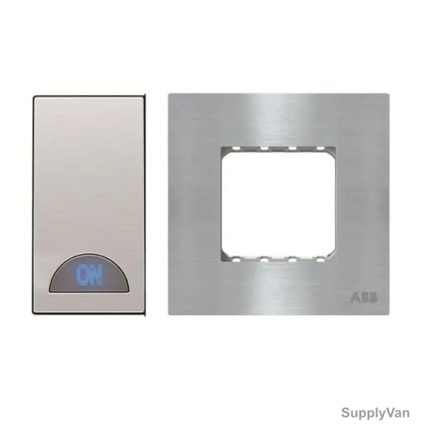 ABB Dual Side Electrical Switch With Double Rocker Frame, AMD11722-ST+AMD11822-ST+AMD5144-ST, Millenium, 1 Gang, 1 Way, 10A, Stainless Steel — image 1