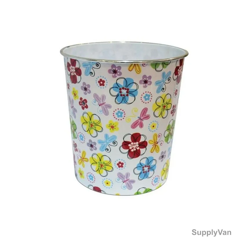 Akc Round Garbage Bin, GB06, Plastic, Floral Print, 10 Ltrs, Multicolor