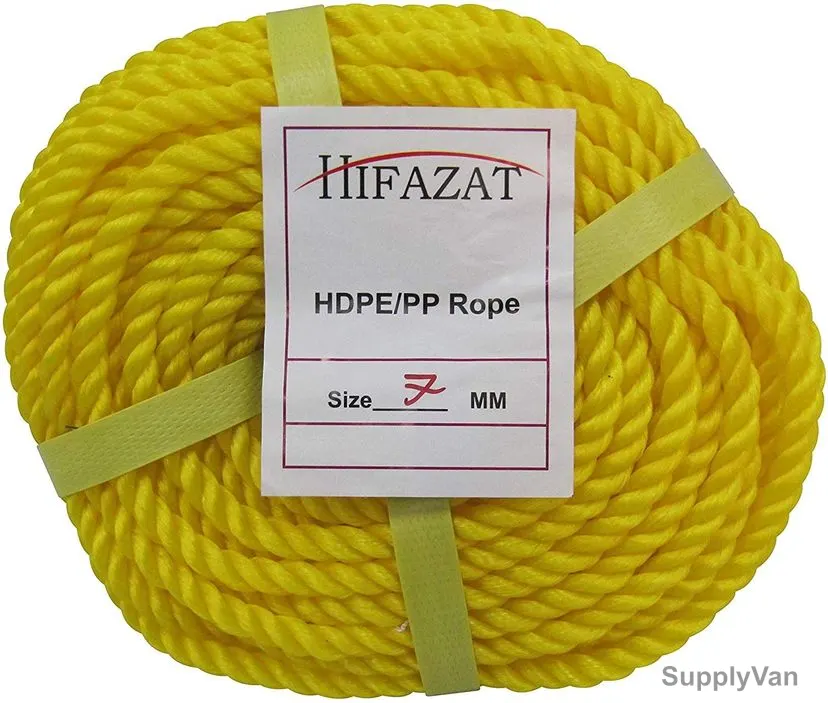 Hifazat Rope, SHGT-NRYL-725, Nylon, 7MM x 22.86 Mtrs, Yellow