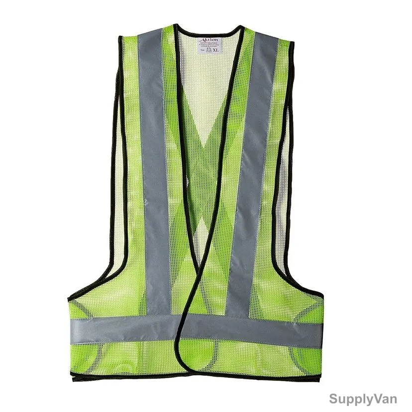 Lalith Net Safety Jacket With Reflective Tape, LX01, PVC, XL, Green