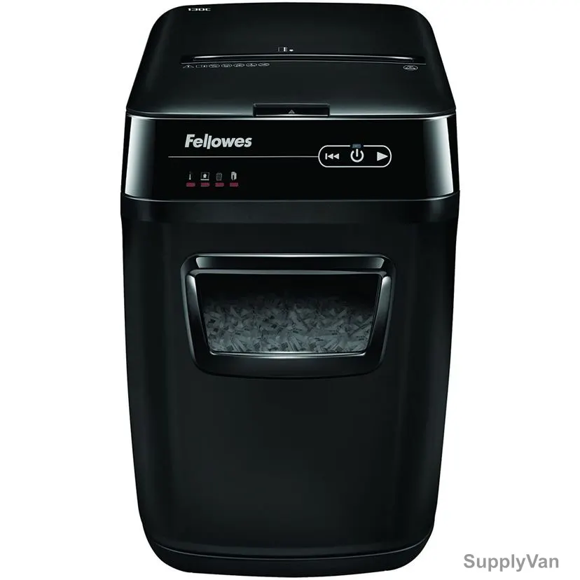 Fellowes Paper Shredder, 130C, Automax, Cross-Cut, 130 Sheets, Black