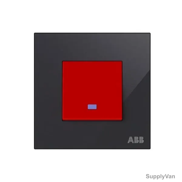 ABB Dual Pole Electrical Switch With LED, AMD17744-BG, Millenium, 1 Gang, 1 Way, 2P, 45A, Black Glass