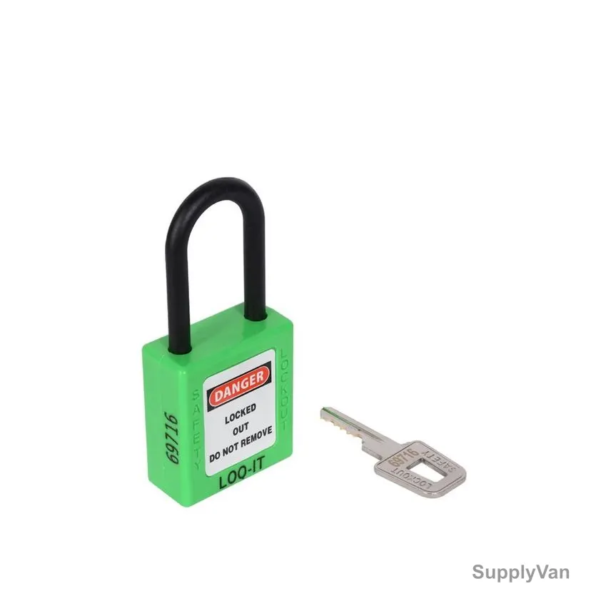 Loq-It Contractor Lockout Padlock, PD-LQGNKDN38, Nylon, 38 x 6MM, Green