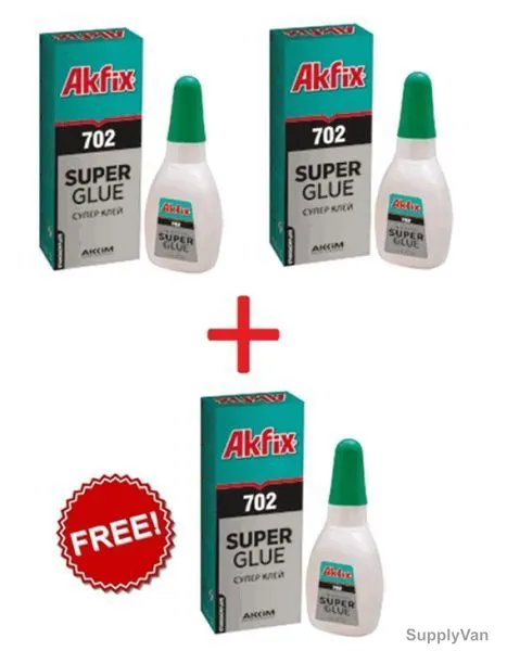 Akfix Super Glue Bundle of 2+1Free, 702, Colourless