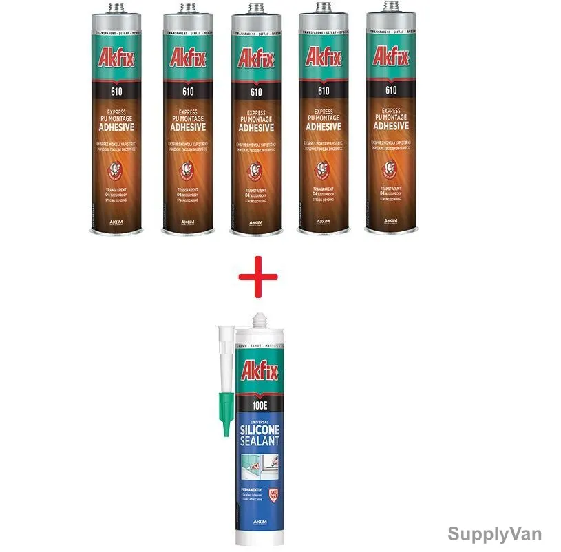 Akfix Express PU Montage Adhesive 610 With Universal Silicone Sealant Free