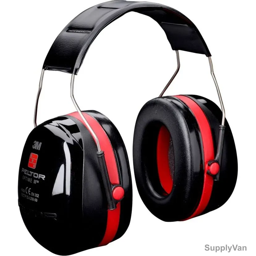 3M Headband Type Earmuff, H540A, Peltor, Optime III, 33dB, Class 5, Black/Red — image 1