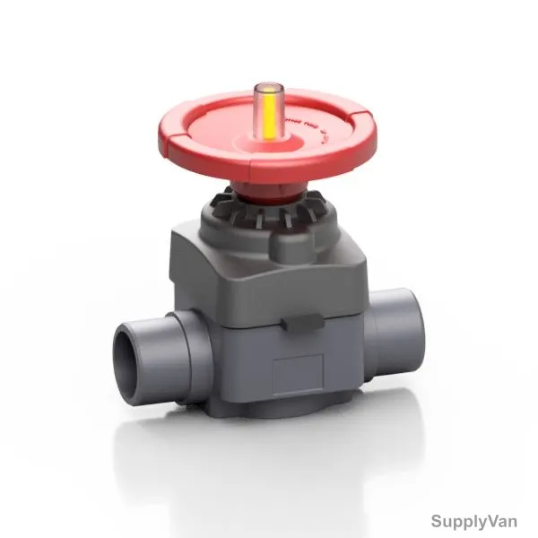 Effast Manual Diaphragm Valve With Metric Spigot, MDRMVS0630-E, MV Series, PVC-U, 63MM