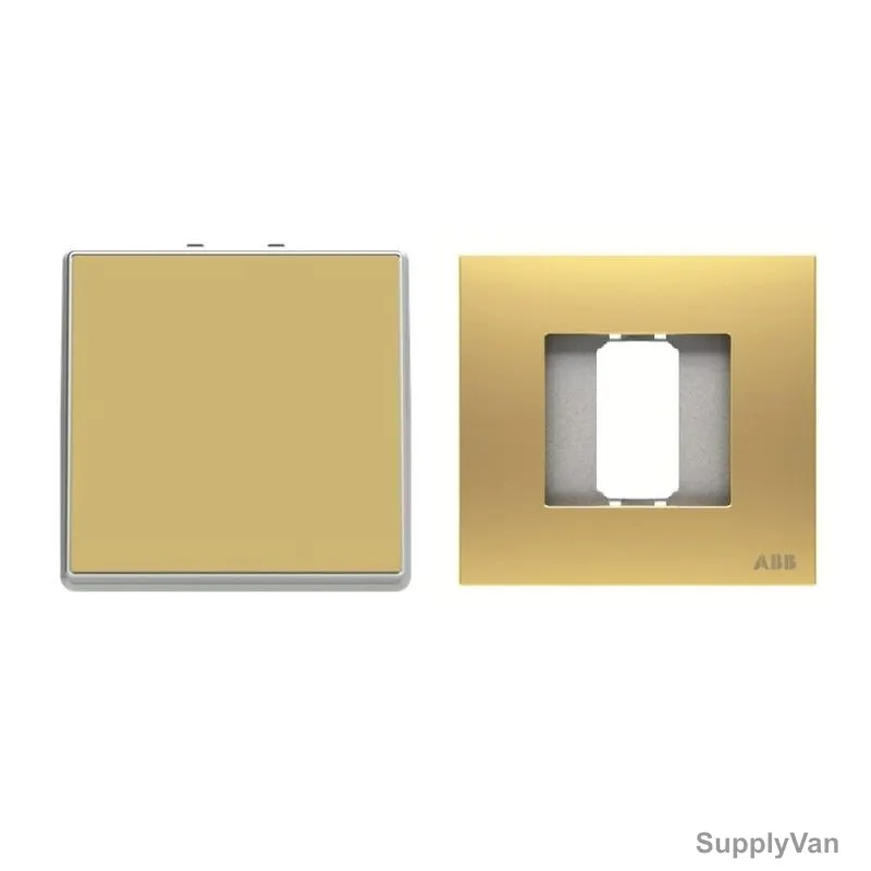 ABB Electrical Switch With Rocker Frame, AMD11044-MG+AMD5044-MG, Millenium, 1 Gang, 1 Way, 20A, Matt Gold — image 1