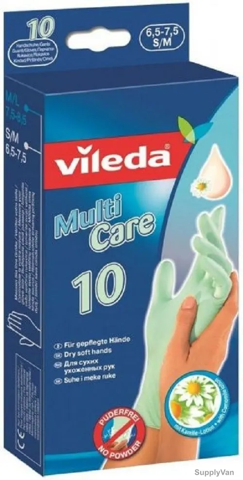 Vileda Disposable Gloves, VLPC72465, Multi Latex, Small/Medium, PK10