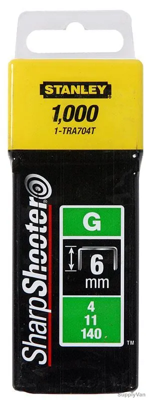 Stanley Type G Heavy Duty Staple Box, 1-TRA704T, 6MM, 1000 Pcs/Box — image 1