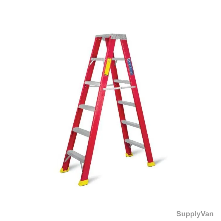 Topman Double Sided Ladder, FRPDS14, Fiber Glass, 14 Steps, 150 Kg Weight Capacity