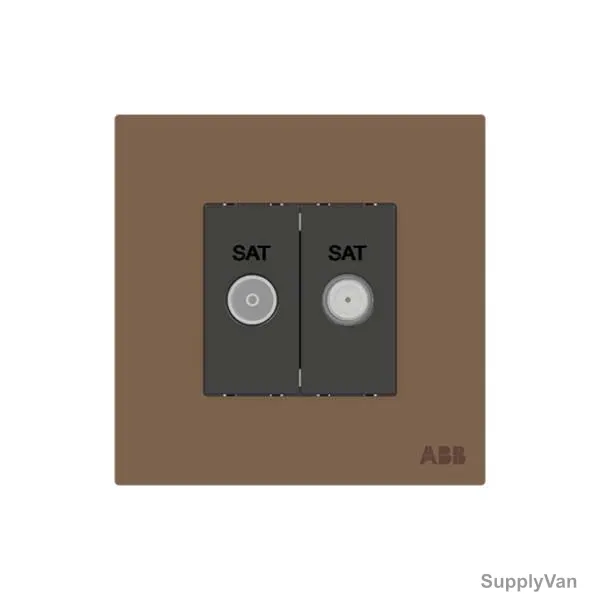 ABB F-Type SAT Twin Socket, AM32344-MO, Millenium, 2 Gang, Mocha Brown — image 1
