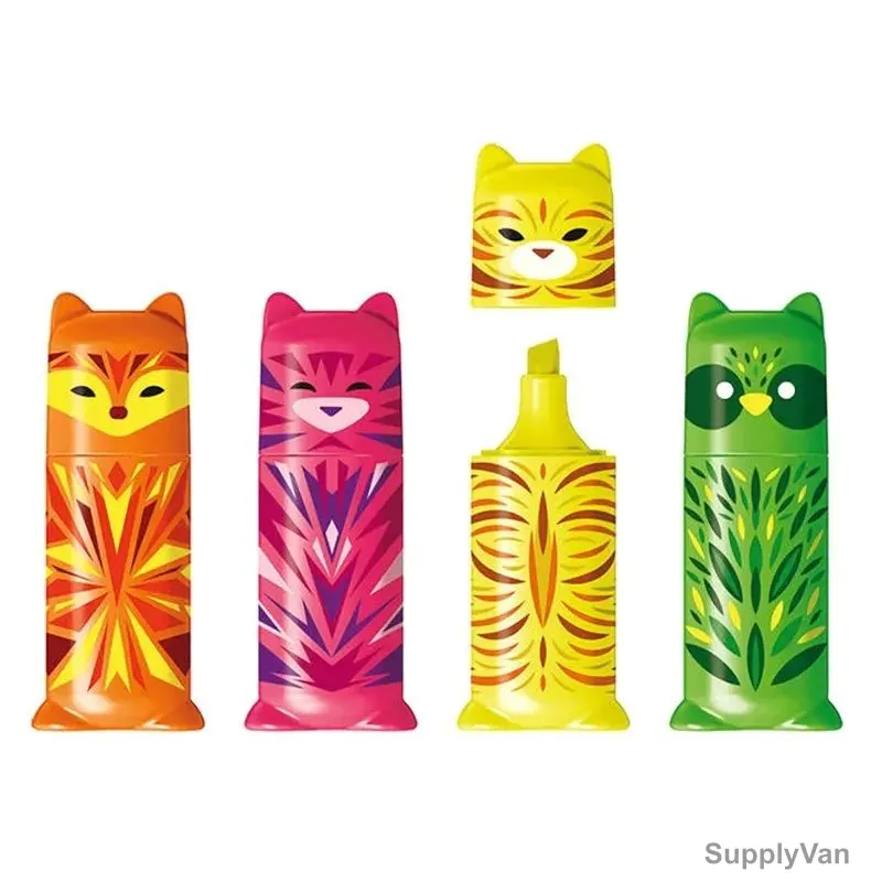 Maped Mini Friends Pocket Highlighter, MD-743677, Assorted Colors, 4 Pcs/Set