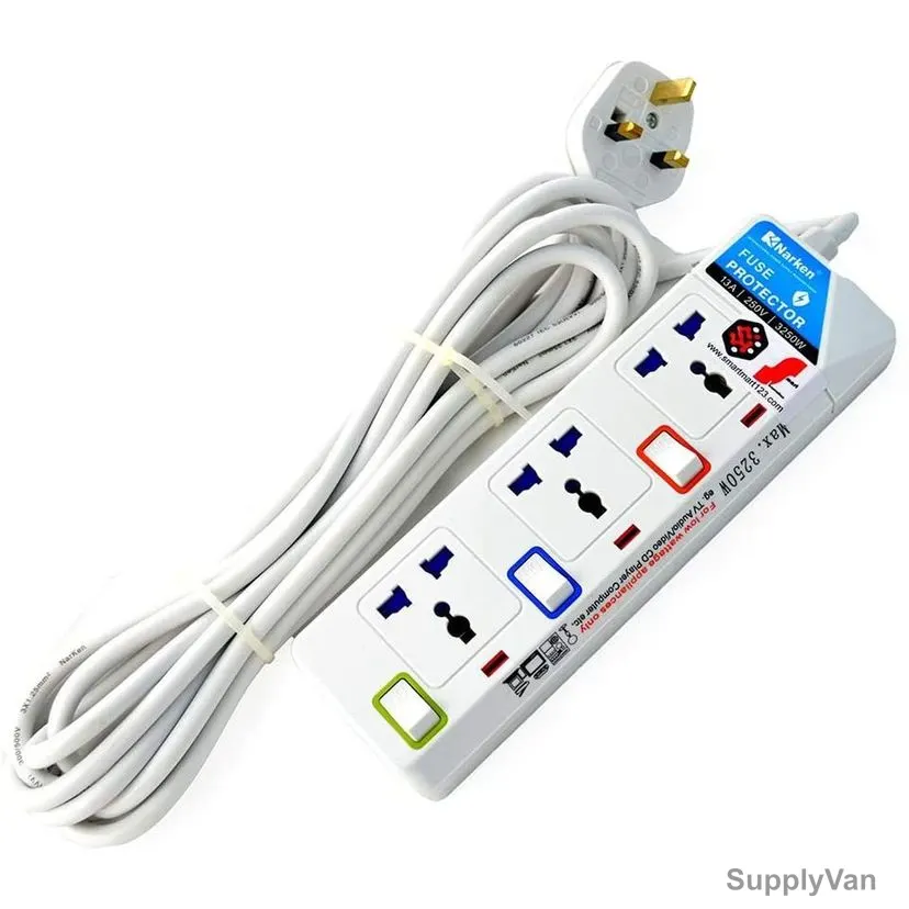 Narken Power Strip, 3 Way, 13A, 5 Mtrs — image 1