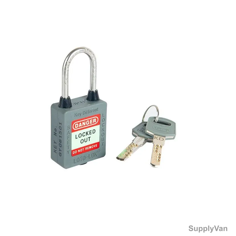 Loto-Lok Three Point Traceability Lockout Padlock, 3PTPGYKDR40, Nylon and Stainless Steel, 40 x 5MM, Grey