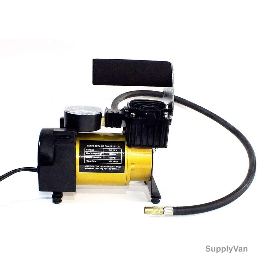 Heavy Duty Car Air Compressor With Carry Bag, 12-13.5V, 100 PSI, Gold
