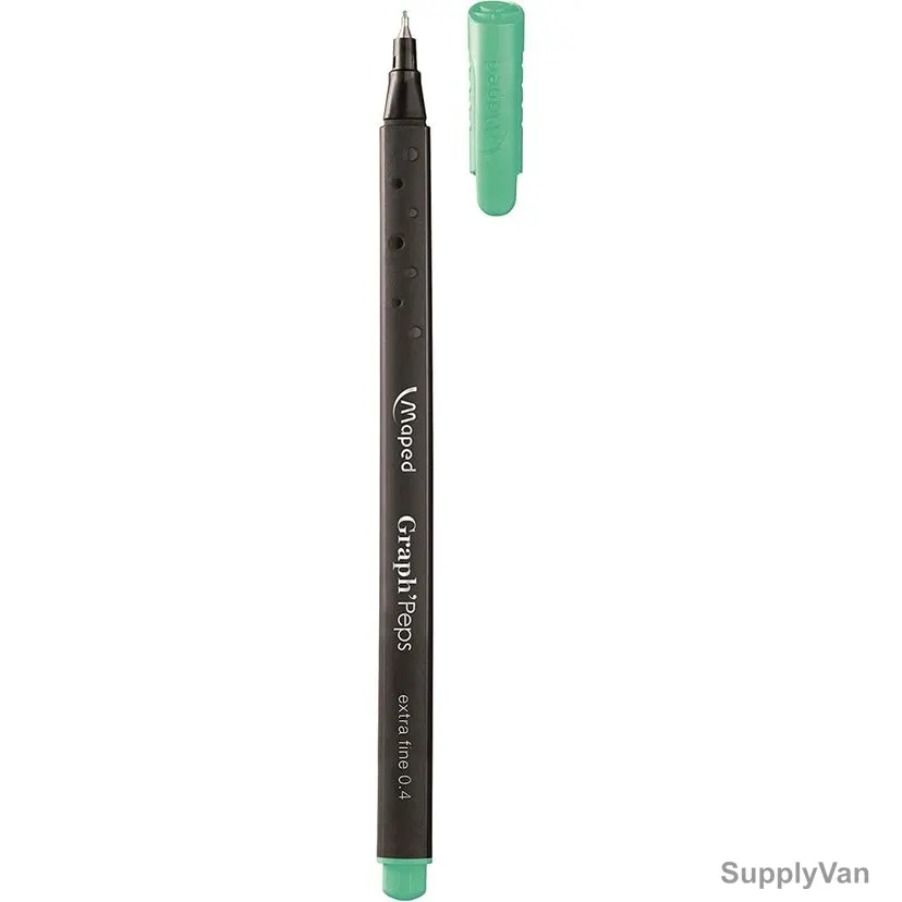Maped Fineliner Pen, MD-749122, GraphPeps, 0.4MM Tip, Jade, 12 Pcs/Pack