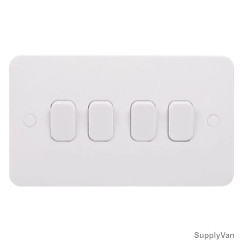 Schneider Electric 2 Way Plate Switch, GGBL1042S, Lisse, 4 Gang, 10A, 230VAC, White