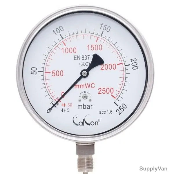 Calcon Capsule Pressure Gauge, CC918A, 160MM, 1/2 Inch, BSP, 0-250 Mbar