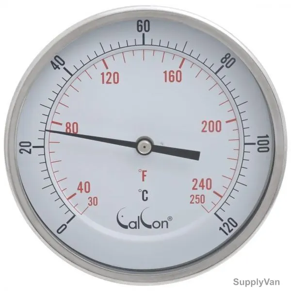 Calcon Bi-Metal Temperature Gauge, CCTE18, 125x300MM, 1/2 Inch, NPT, 0-120 Deg. C