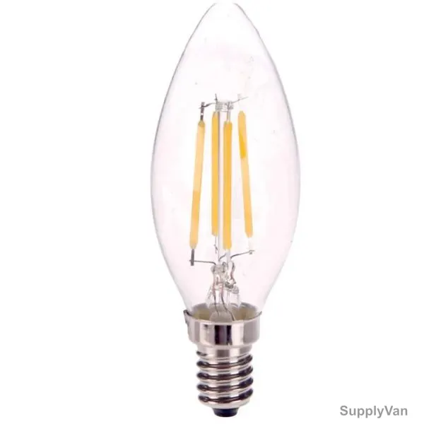 Levin LED Filament Candle Bulb, LCL-14F6W-27, IP20, C37, E14, 4W, 2700K, Warm White