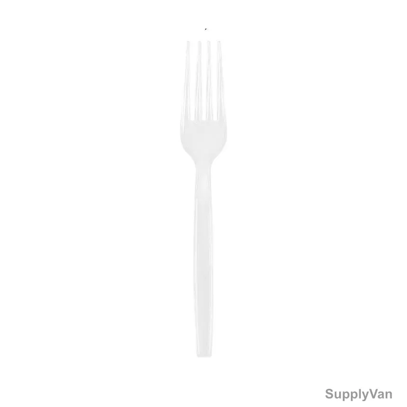 Khaleej Pack Heavy Duty Disposable Table Fork, Plastic, Clear, 50 Pcs/Pack
