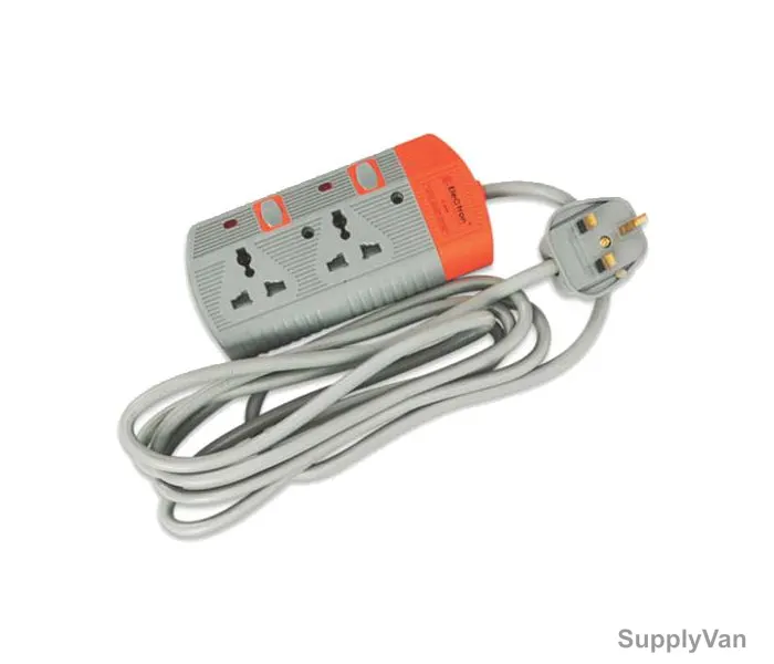 Electron Extension Socket, EL-3000, 3 Mtrs, 2 Way, Grey and Orange