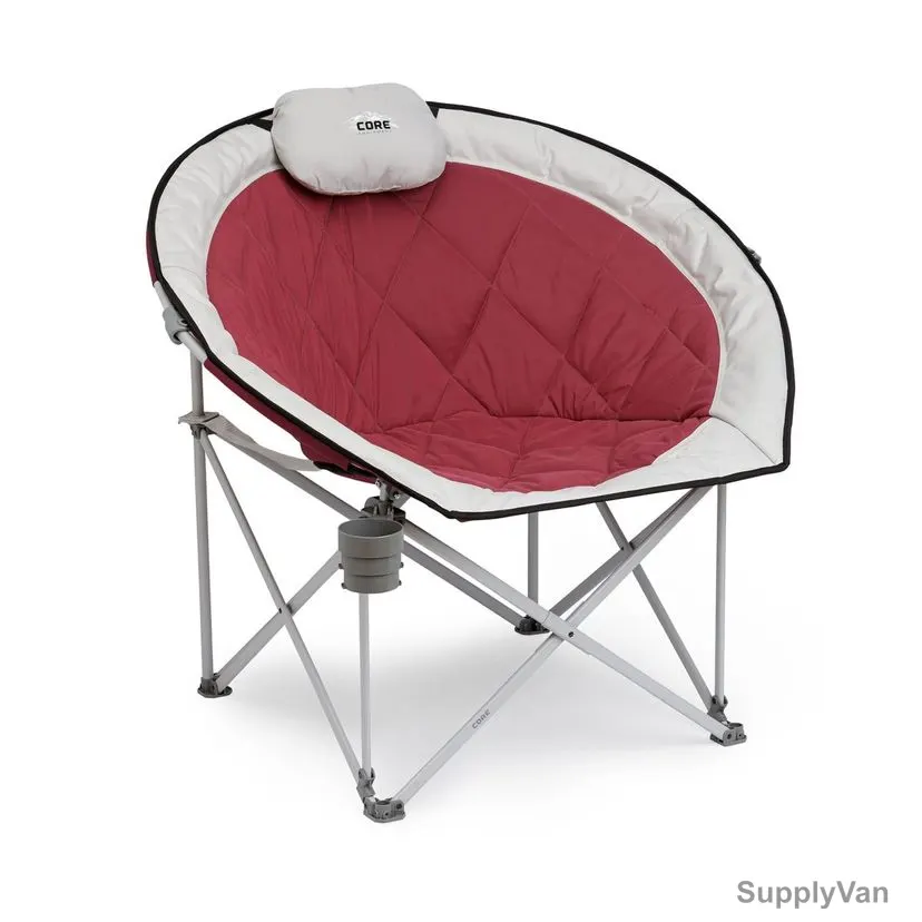 Core Equipment Oversized Padded Moon Outdoor Camping Folding Chair, SHGT-C-40142, Cherry Red — image 1