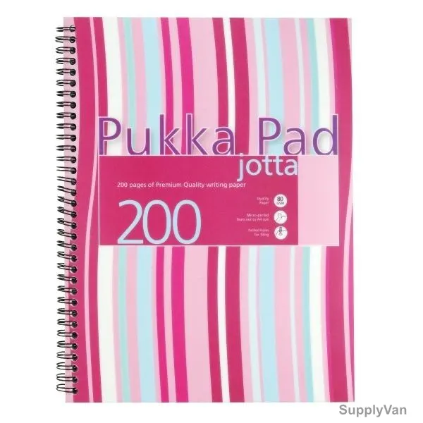 Pukka Wiro Stripes Jotta Pad, JP018PK, A4, 80 gsm, 200 Pages, Pink