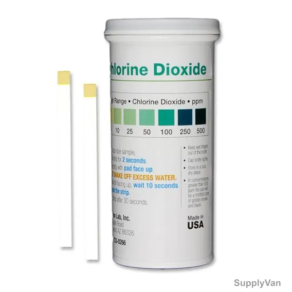Precision Chlorine Dioxide Test Strip, CHL-D500, 500ppm, 64 x 5MM, PK50 — image 1