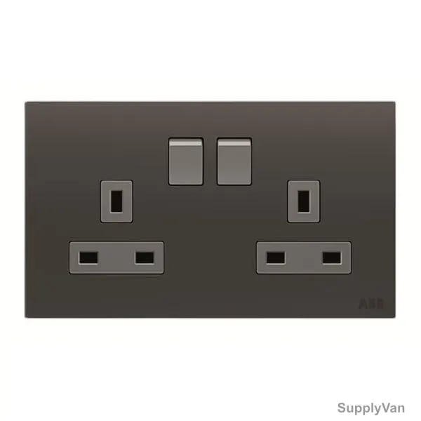 ABB Dual Pole Switch Socket, AM239147-SB, Millenium, 2 Gang, 13A
